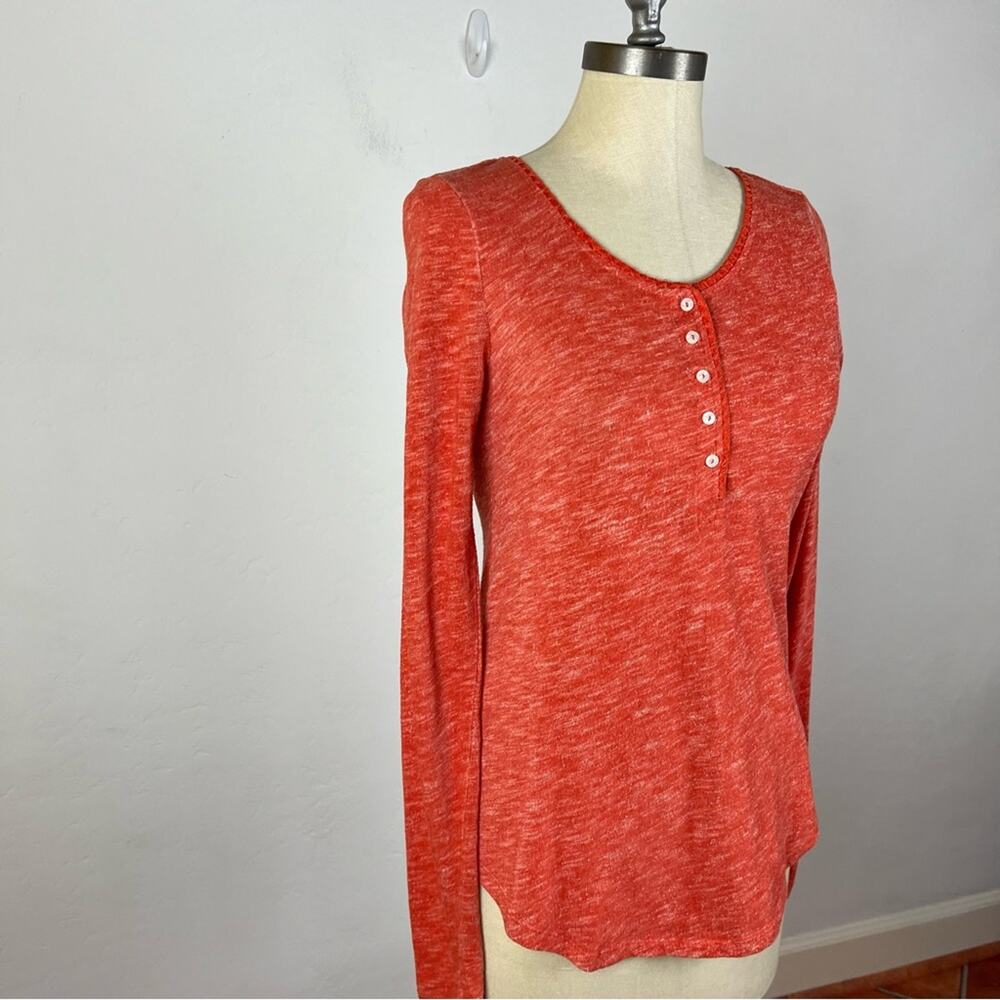 Anthropologie Pure + Good Orange Heather Henley - Picture 2 of 7